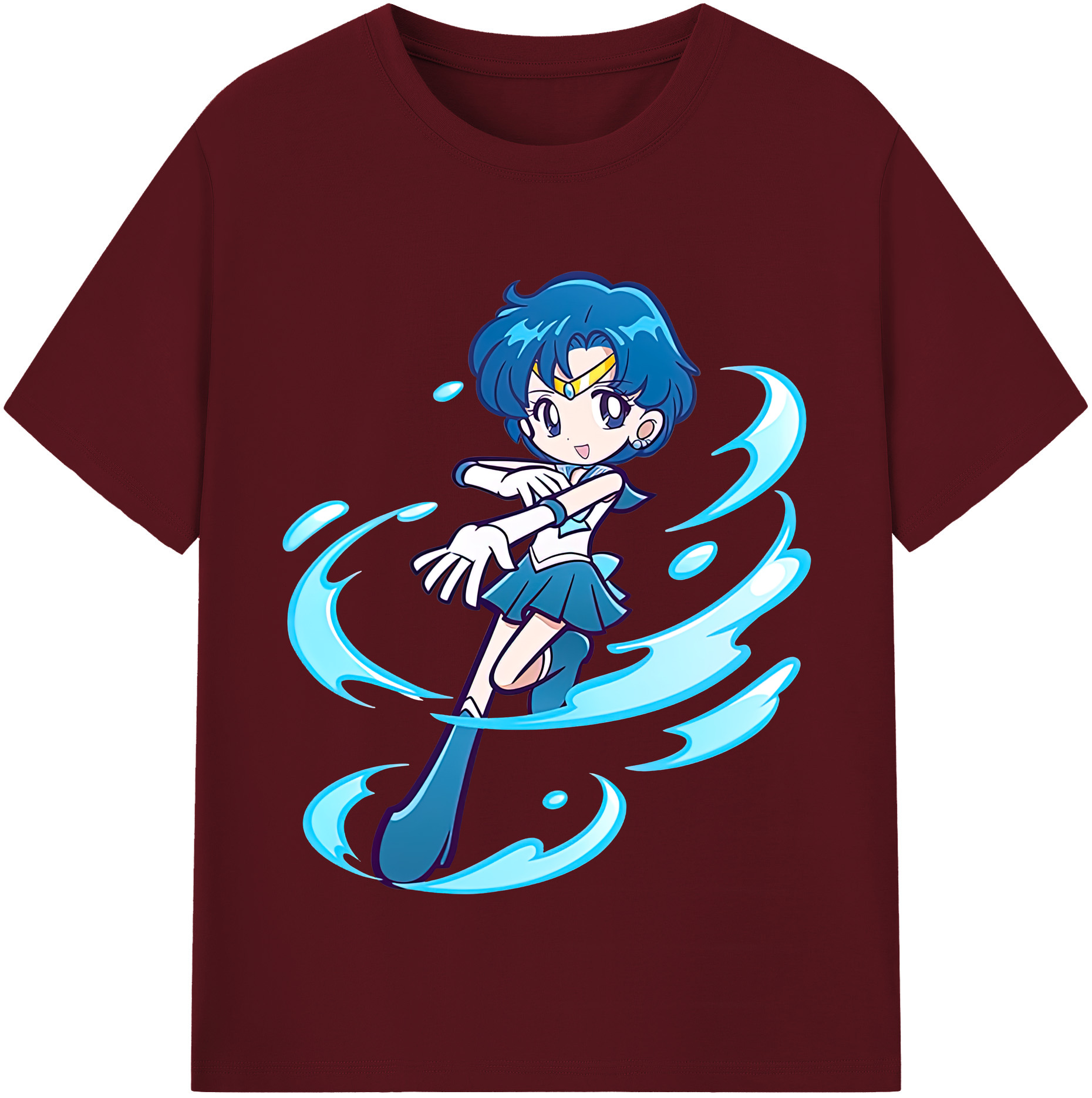 （画像用） 美少女戦士セーラームーン 水野 亜美 みずの あみ Sailor Moon Mizuno Ami 綿100％半袖Tシャツ（フロントプリント）